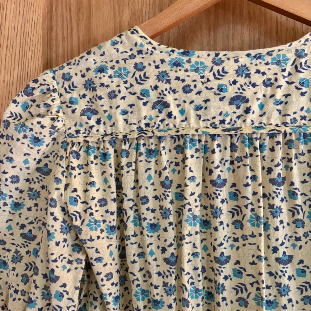 Christy Dawn Della Dress Size Medium White & Blue Cotton/Silk Blend Floral - Picture 5 of 8
